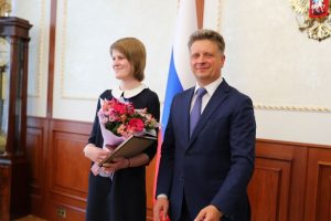 Ольга Буракова с министром транспорта Максимом Соколовым